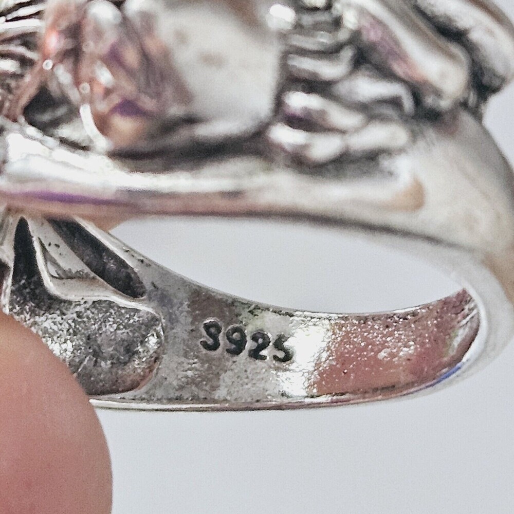Silver 925 Retro Cat Original Opening Ring Adjustable Knuckle Women Kitty 6-7 - Picture 7 of 12